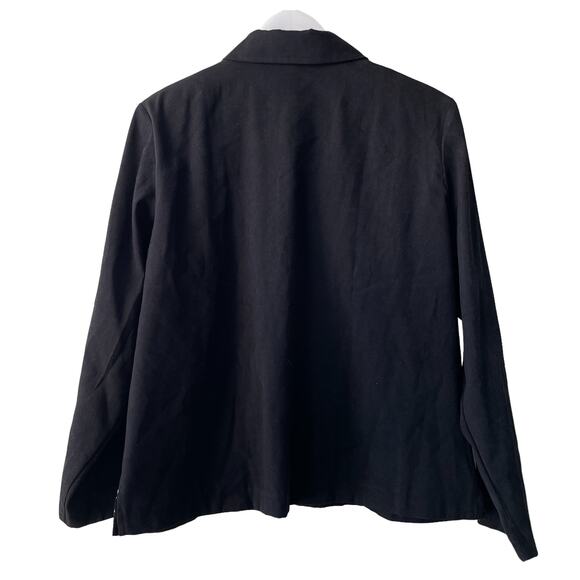 Bon Worth Black Long Sleeve White Floral Embroidery Zip Up Collared Jacket - MP - Picture 2 of 11